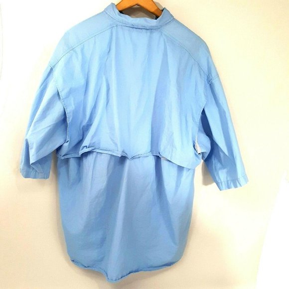 Men’s Columbia PFG Short Sleeve Shirt Button Down Fishing Vented Blue Size XL - Picture 2 of 12